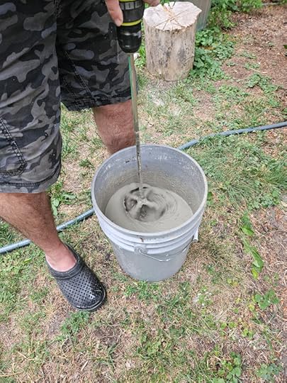 mixing concrete