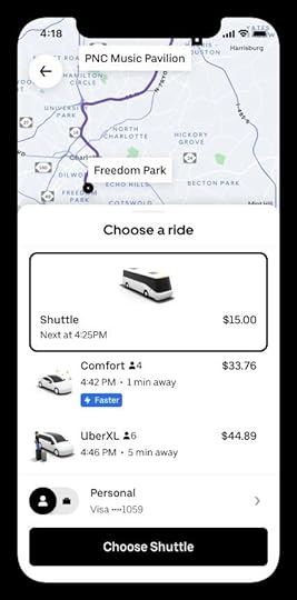 Homescreen of Uber Shuttle