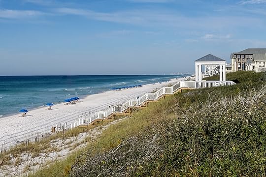 Crisp white stairs tumble down a dune on Santa Rosa Beach
