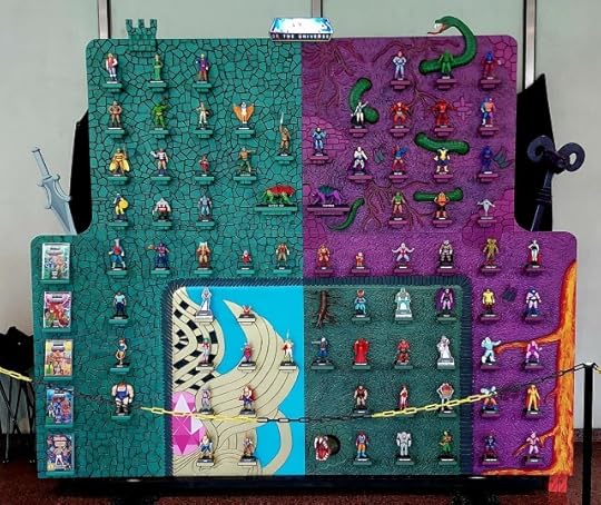 Masters of the Universe Altaya figures display wall.