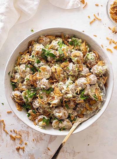potato salad with crispy shallots