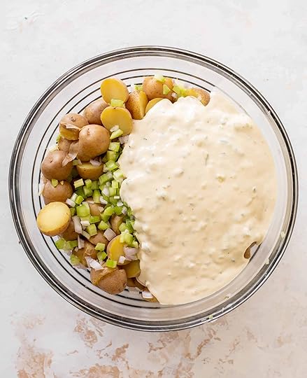 potato salad with crispy shallots