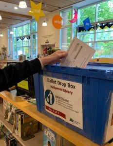 hand dropping ballot in ballot box