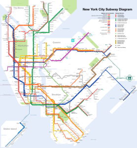 NYC subway map used in teenage vacation planning
