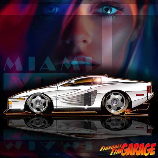 Miami Vice Ferrari Testarossa Fireball Tim Custom Automotive Art