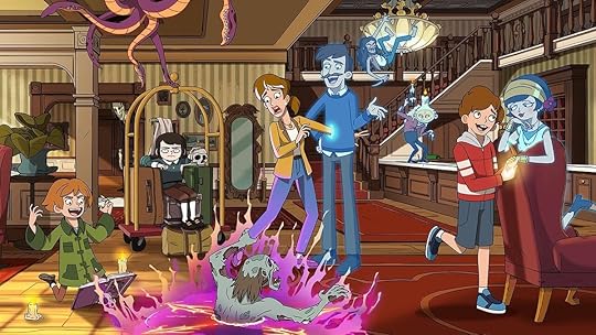 An image of a ghost and his sister surrounded by chaos and kids in The Undervale