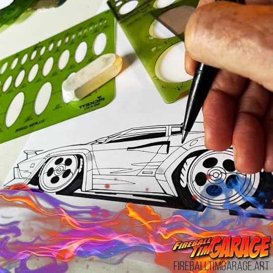 Lamborghini Countach Fireball Sketch