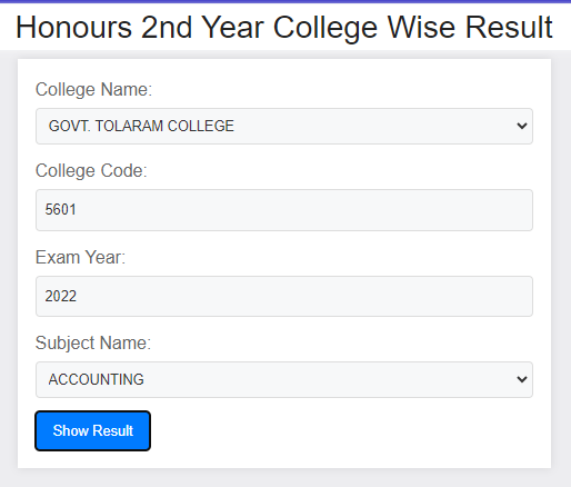2nd year college wise result 