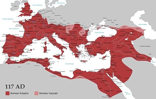 Map of the expanse of the Roman Empire in 117 AD