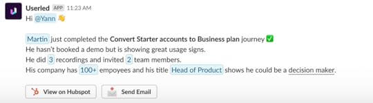 A screenshot from Userled’s no-code tool displaying part of a sample journey.
