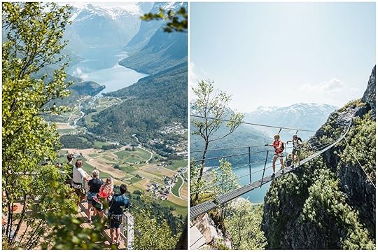 Hikers and walkers at Loen Skylift in Norway