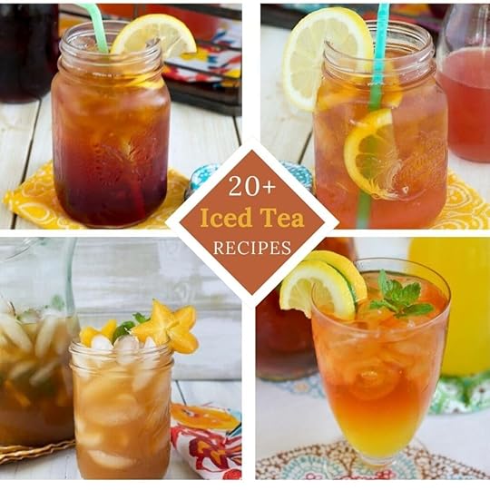 Collage of four iced tea recipes.