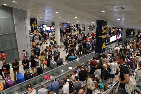 crowd at manchester airport