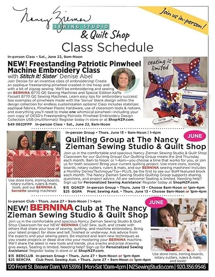 Spring Store Sewing Classes and Events Announced at The Nancy Zieman Sewing Studio and Quilt Shop pg4