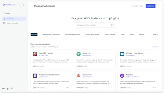 WordPress.com's plugin marketplace, shown from within the new hosting dashboard.