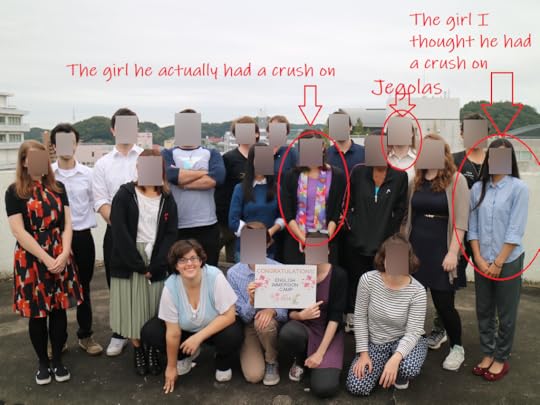 Group photo of all the Iwaki English teachers together with Jegolas circled