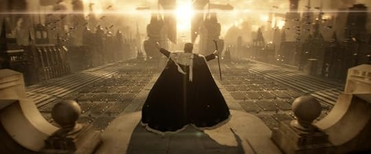 Rebel Moon director's cut shows a king addressing a mass of sci-fi people.