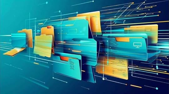 Abstract image of document folders created by Midjourney