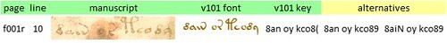 Voynich manuscript, page f1r, line 10