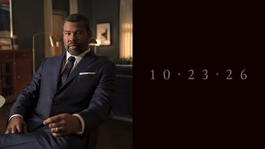 split image of Jordan Peele on Twilight Zone and image of october 23 2026 date with black background