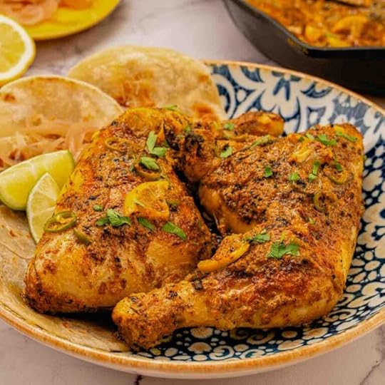 Tawa chicken on a plate.