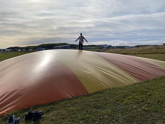 Jumping pillow in Iceland