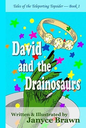 A green clawed hand reaches out of a drain pipe to clutch at a diamond ring. The bright blue background is studded with multi-colored stars. Text reads