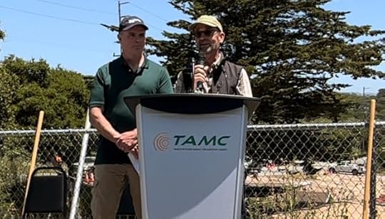 Dr. Scott Waltz addresses the crowd at the ground breaking ceremony in Del Rey Oaks as Dr. Fred Watson listens on Wednesday, May 29, 2024. (James Herrera/Monterey Herald)