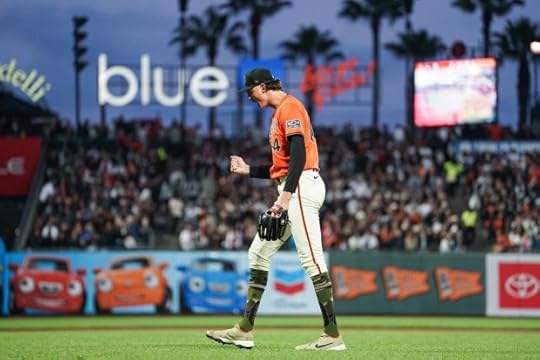 Sean Hjelle #64 of the San Francisco Giants reacts after the final out in the top of the fourth inning against the Colorado Rockies at Oracle Park on May 17, 2024 in San Francisco, California. (Photo by Kavin Mistry/Getty Images)