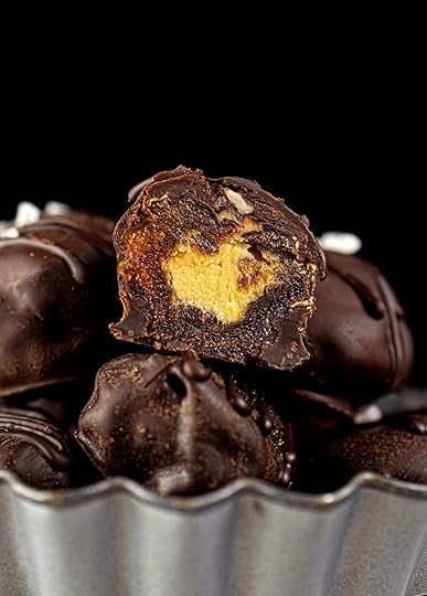 close-up date Snickers with peanut butter filling