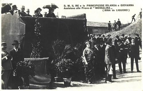 The Italian King and Princesses watching the shooting of the film Messalina