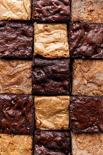 close-up overhead photo of brownies and blondies.