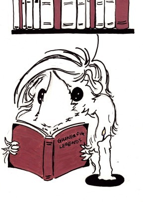 Rachel E Smith guinea pig painting Danger Crumples Reads Guinea Pig Legends