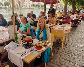 Pat Dunlap Swiss Fondue Along River Lucerne Switzerland