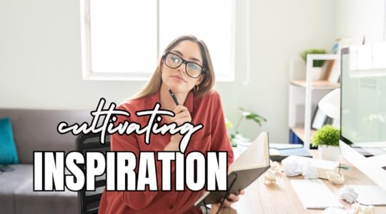 Woman waiting for inspiration with pen.