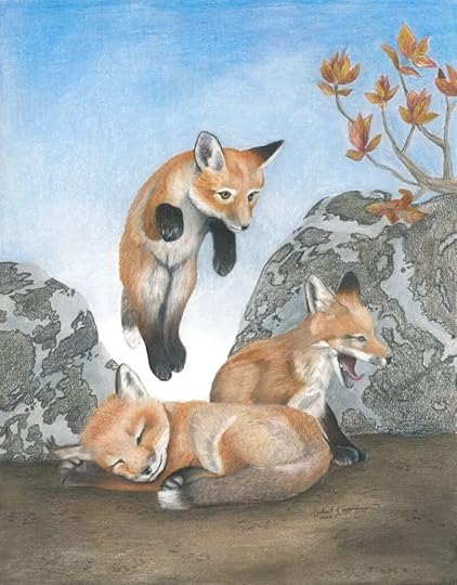 Fox cub pounces on sleepy siblings in a sneak attack