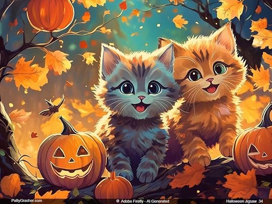 Free Jigsaw Puzzles Online of two small kittens in a halloween scene