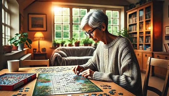Older woman playing a Jigsaw puzzle