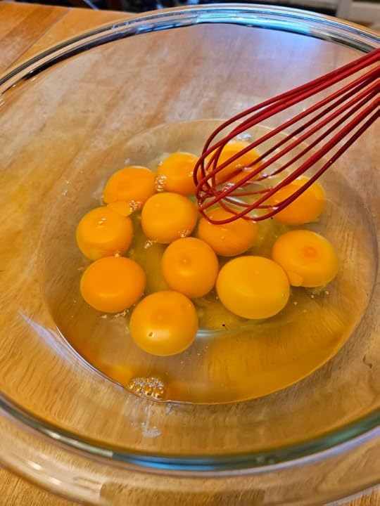 a bowl of eggs ready to whisk and freeze