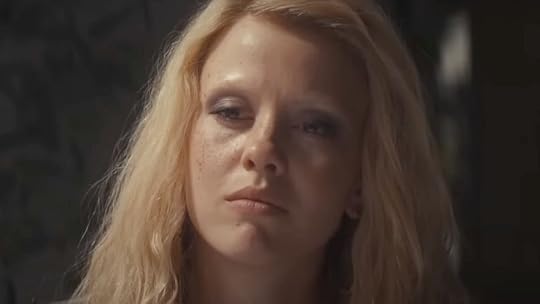 Mia Goth as Maxine Minx looks upset in MaXXXine