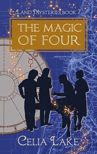 Four students in silhouette on a blue background of a map off the west coast of Wales. Three stand around a table, the fourth is perched on the near corner, leaning forward and gesturing.