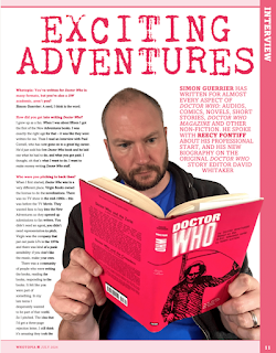 First page of interview feature with Simon Guerrier in Doctor Who fanzine Whotopia