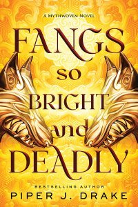 cover art for Fangs So Bright & Deadly features gold on gold colors with deep bronze and gold font. Two stylized fox spirits face each other with fangs bared.
