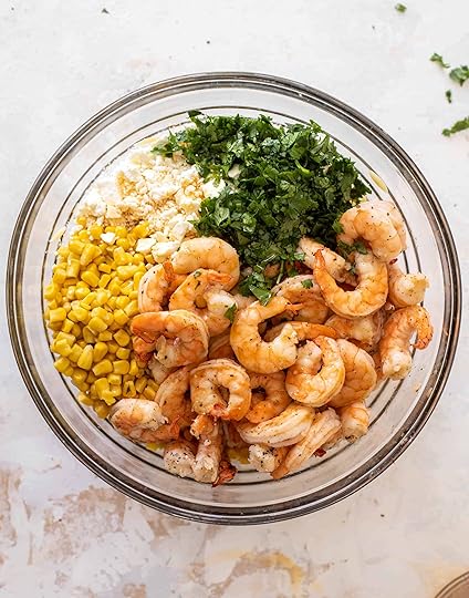 grilled shrimp, corn & feta orzo