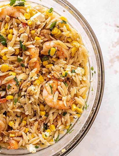 grilled shrimp, corn & feta orzo