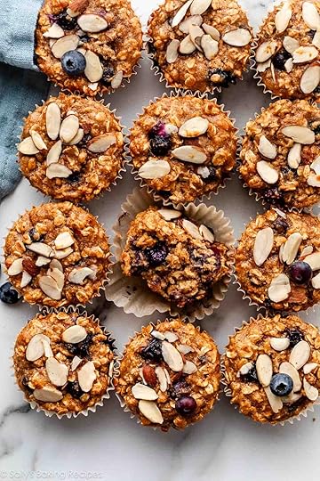 gluten free blueberry almond muffins with fresh blueberries and sliced almonds.