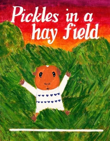 RachelESmith guinea pig painting Pickles in a hay field