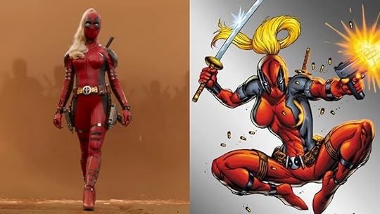 Lady Deadpool in the movie Deadpool & Wolverine (L) and Lady Deadpool in the comics.
