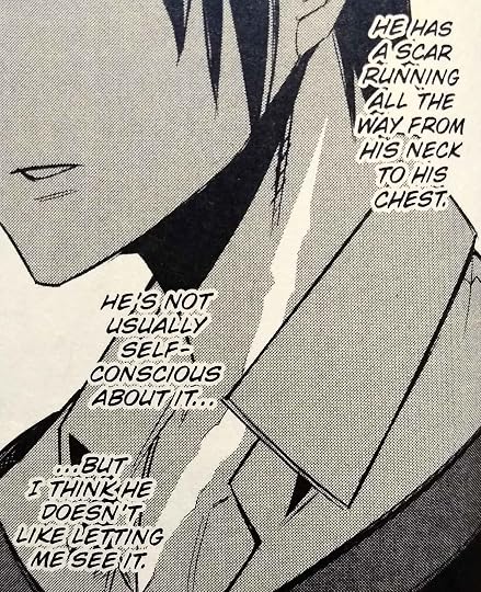 Rit's observation of Red's scar from his neck to his chest, which is NOT readily apparent in the sauna scene