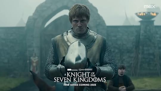 Ser Duncan on horseback starts to put his helmet on A Knight of the Seven Kingdoms